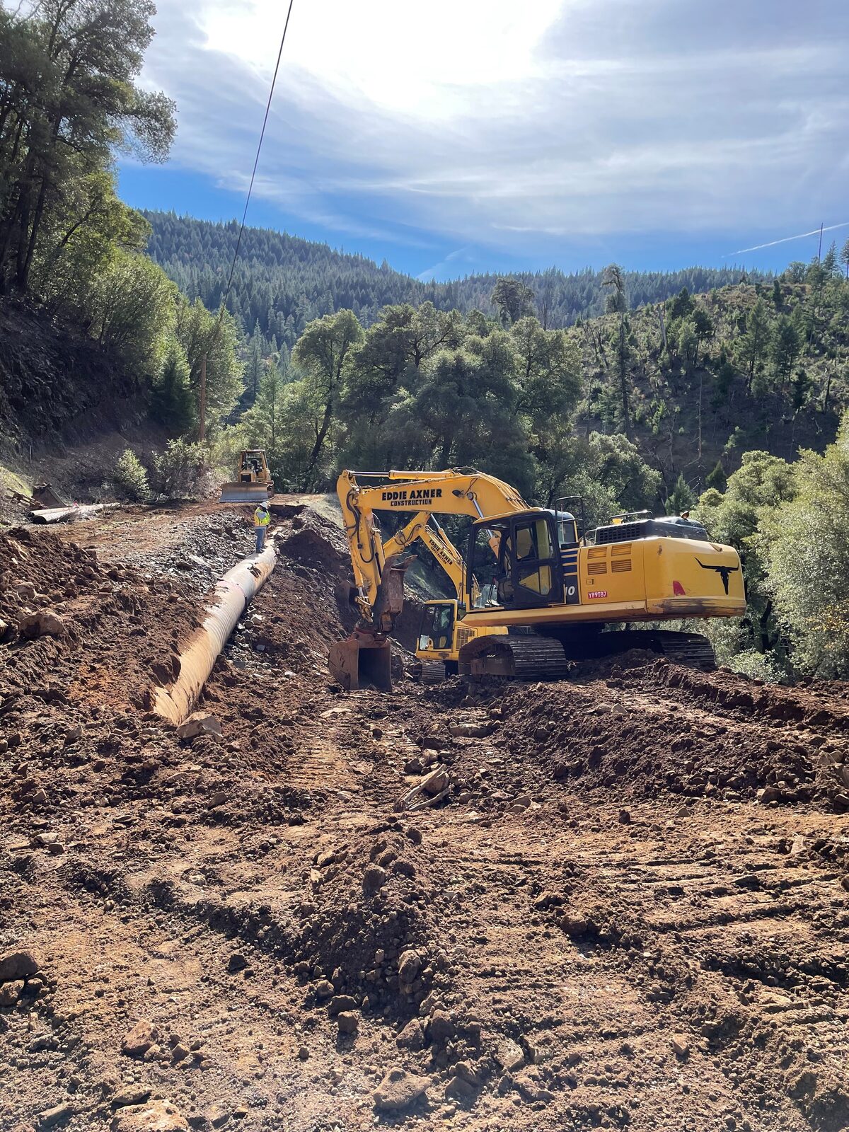 Winter demolition project with Mt. Shasta backdrop